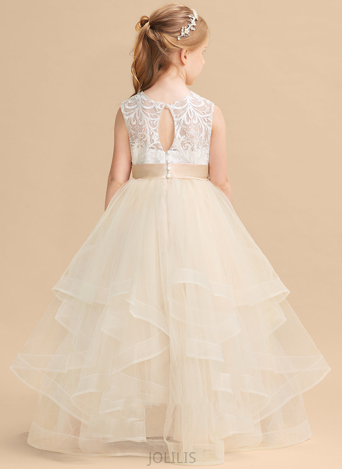 Scoop Neck Dress Floor-length Sleeveless Girl Ball-Gown/Princess Tulle/Lace Flower - Ayanna Flower Girl Dresses