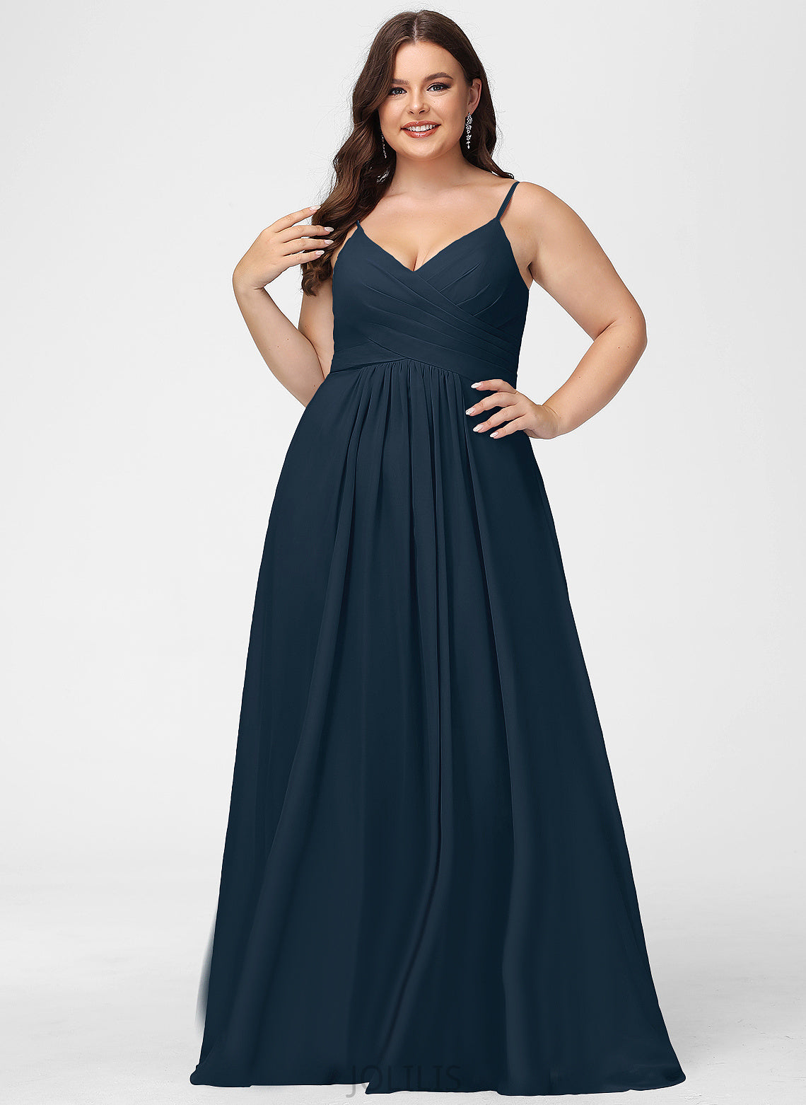 A-Line Prom Dresses Chiffon Alissa Pleated V-neck With Floor-Length