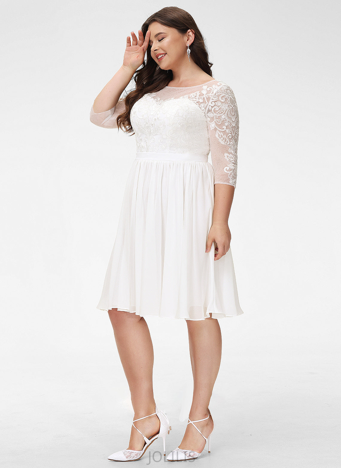 Dress With Chiffon Sequins Lace Knee-Length Wedding Dresses A-Line Wedding Madalyn