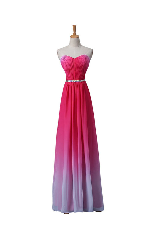 Gradient Ombre Chiffon Long Beaded Prom\Evening Dresses ED0669