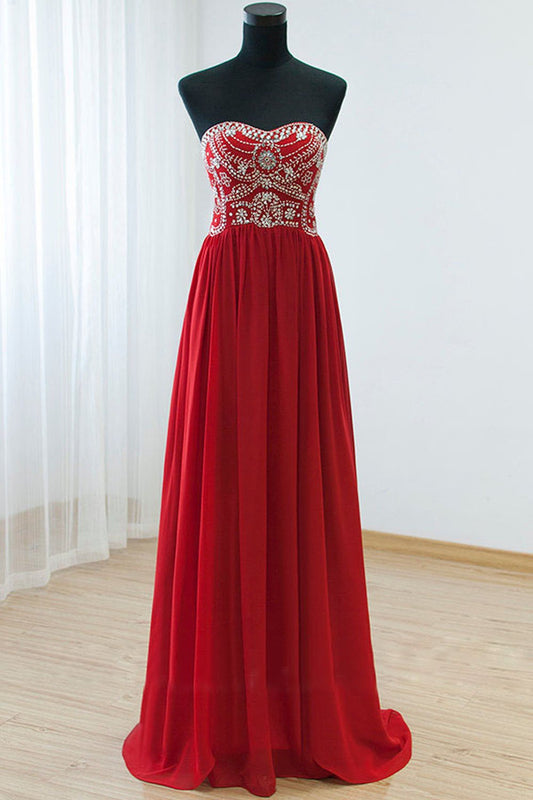 Empire Waist Red Backless Sexy Long Prom Evening Dress ED0876