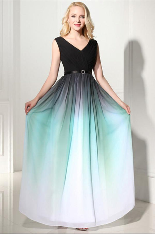 Newest Ombre V-Neck Long Prom Dress Evening Dress 04