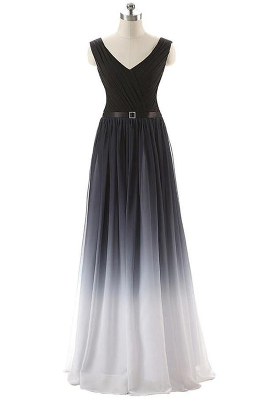 Real Beauty Gradient Chiffon Back Up Lace Prom Dresses SM6