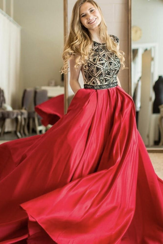 Pretty Long Beading Floor Length Prom Dresses With Pockets Cute Dresses Y0076