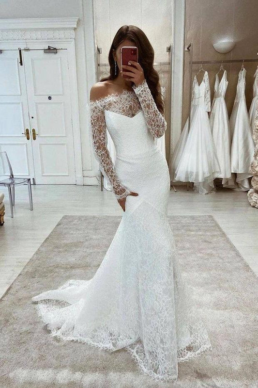 New Arrival Mermaid Long Lace Beach Wedding Dresses With Sleeves Y0122