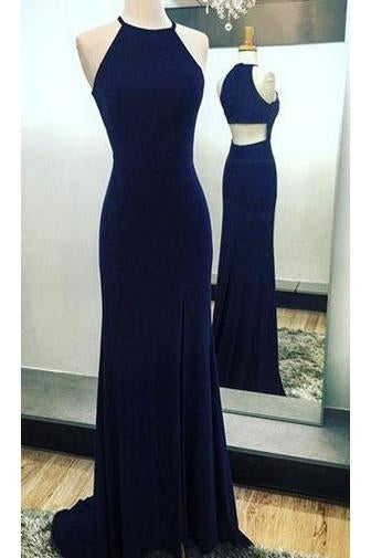 Sexy Sleeveless Prom Dress,Navy Blue Long Prom Dresses,Evening Dress,Formal Evening Gown N71