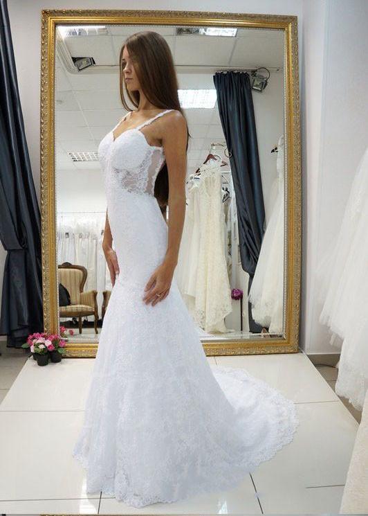 White Straps Open Back Lace Wedding Dress,Sexy Sweetheart Bridal Dress,Customized Bridal Gown,N134