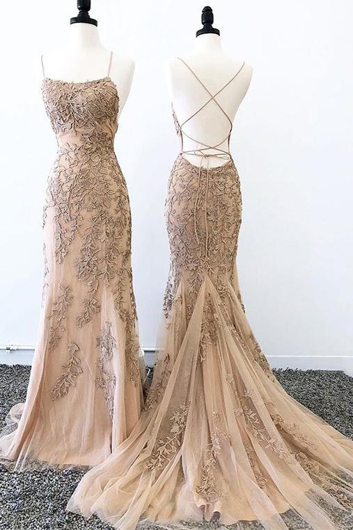 Sexy Mermaid Prom Dresses Criss Cross Back Evening Dresses, Hot Selling Long Formal Dress N2474