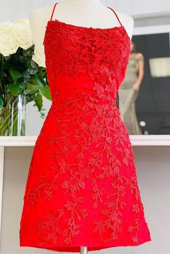 New Arrival Lace Appliqued Sheath Short Homecoming Dress, Mini Formal Dress N2126