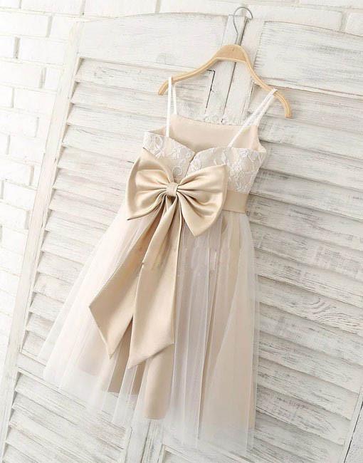 Cute Straps Flower Girl Dress,Princess Flower Girl Dress,Tulle Flower Girl Dresses With Ribbon,F003